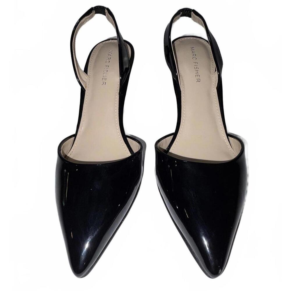 Marc Fisher Black Patent Leather Slingback Flats - Size 7M